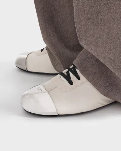 Prada Womens Neutral Collapse Re-nylon Shell And Suede Low-top Trainers Eur 38/5 Uk