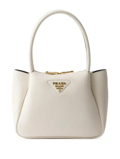 Prada Small Leather Top-handle Bag In White