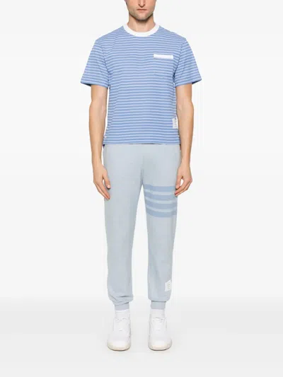 Thom Browne Milano Stripe Short Sleeve Pocket T-shirt In Blue