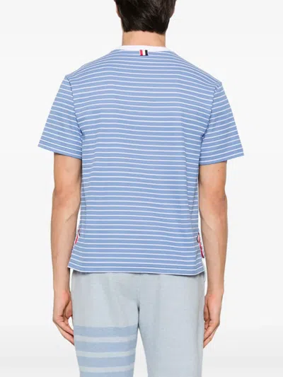 Thom Browne Milano Stripe Short Sleeve Pocket T-shirt In Blue