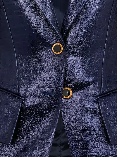 Tom Ford Womens Croc Embossed Jacket In Blue