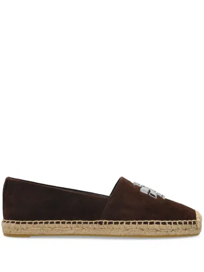 Tory Burch Round Toe Suede Espadrilles With Espadrille Sole In Brown