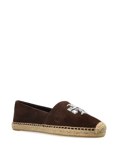 Tory Burch Round Toe Suede Espadrilles With Espadrille Sole In Brown