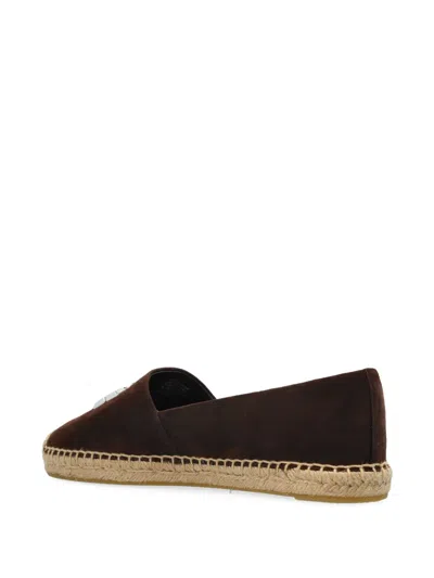Tory Burch Round Toe Suede Espadrilles With Espadrille Sole In Brown