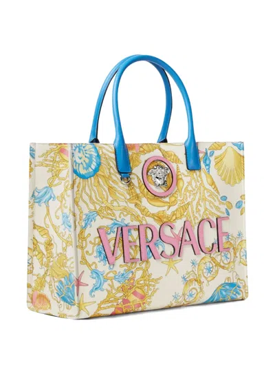 Versace Underwater Tote Bag With Baroque Pattern