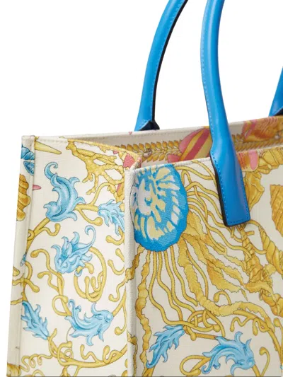 Versace Underwater Tote Bag With Baroque Pattern