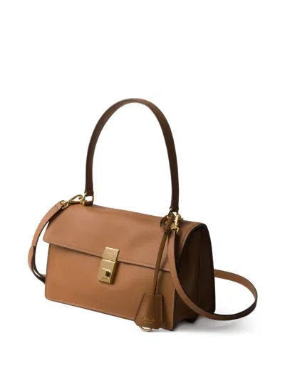 Prada Borsa A Mano In Pelle Cammello Donna In Brown