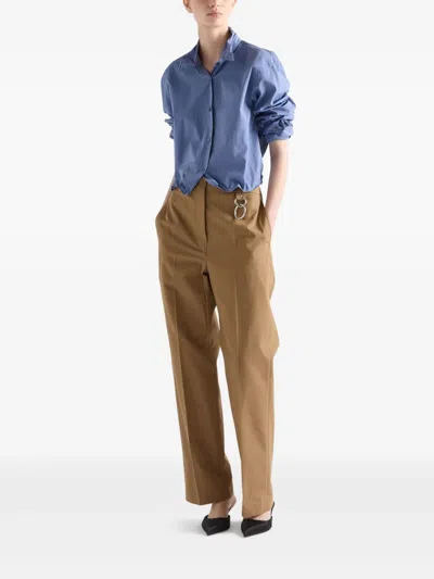 Prada Poplin Pants In Brown