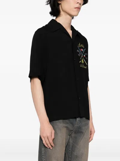 Amiri Pool Cue Printed Viscose Bowling Shirt In Black