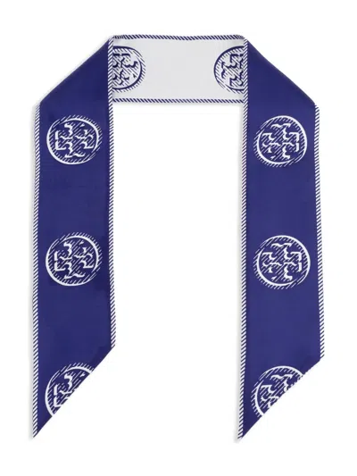 Tory Burch Medallion Logo Ribbon Silk Tie