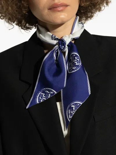 Tory Burch Medallion Logo Ribbon Silk Tie