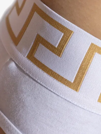 Versace White Greca-waistband Briefs In White