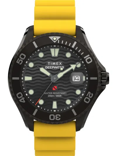 Timex Men's Quartz Analog Yellow Rubber Watch, 44mm