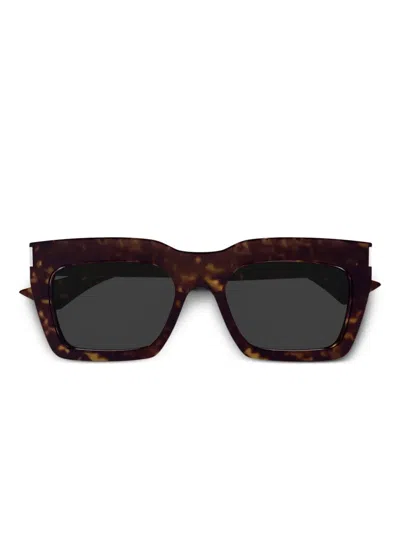 Saint Laurent Sl 810 Linea Corner Angle 002 Havana Crystal Grey Sunglasses In Brown