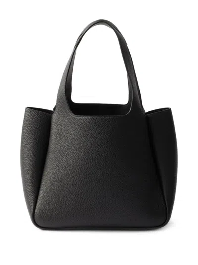 Prada Small Leather Tote Bag In Black