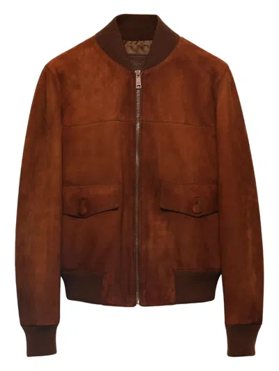 Prada Suede Blouson In Brown