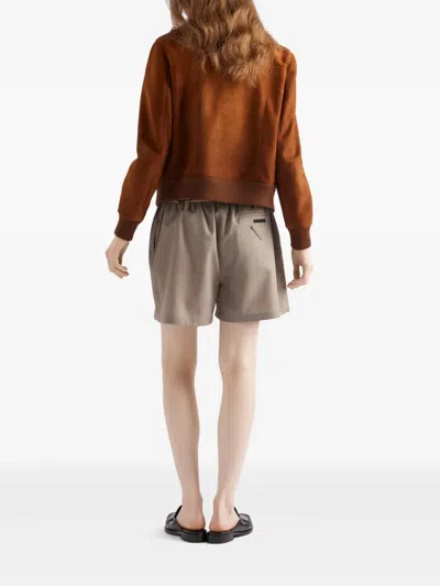 Prada Suede Blouson In Brown