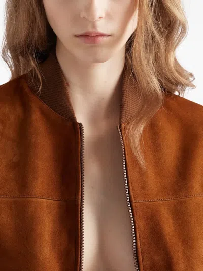 Prada Suede Blouson In Brown