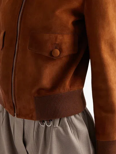Prada Suede Blouson In Brown