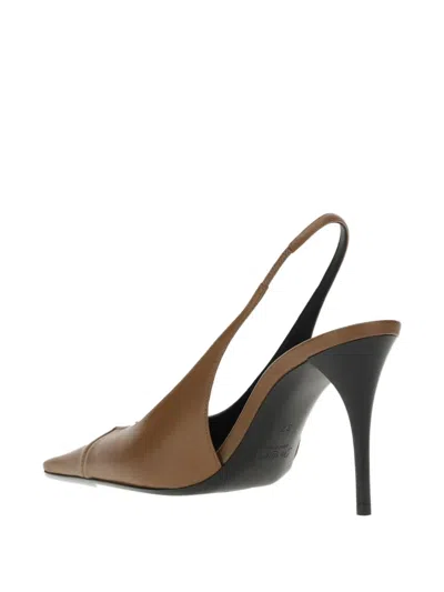 Saint Laurent Leather Babylone Slingback Pumps 90 In Chestnut