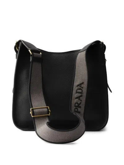 Prada Medium Leather Shoulder Bag In Black