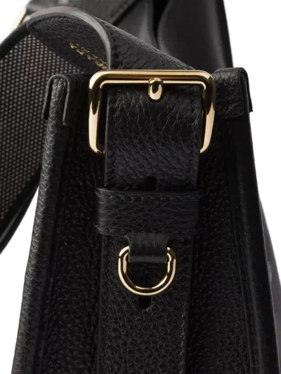 Prada Medium Leather Shoulder Bag In Black