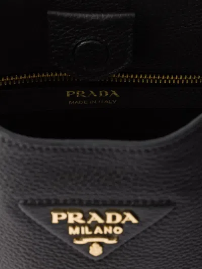 Prada Medium Leather Shoulder Bag In Black