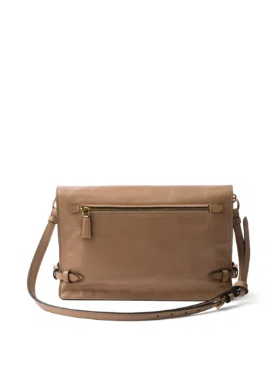 Prada Medium Leather Shoulder Bag In Brown