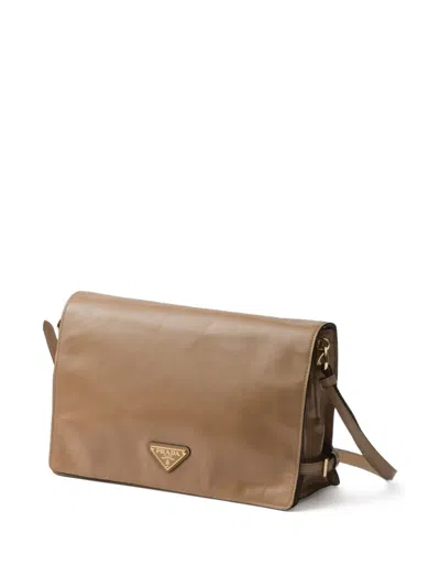 Prada Medium Leather Shoulder Bag In Brown
