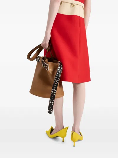 Prada Studded Buckle Leather Bucket Bag