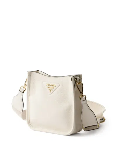 Prada Leather Mini Shoulder Bag In White