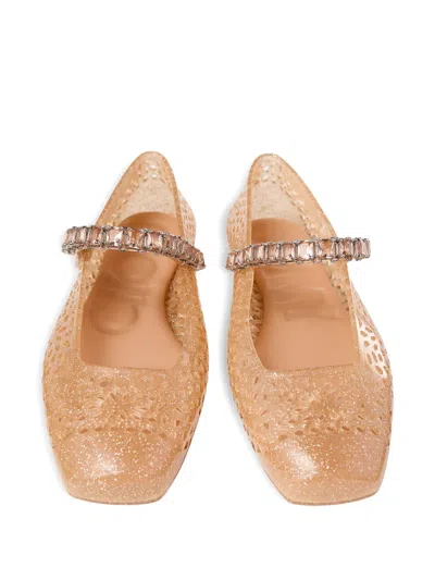 Jimmy Choo Crystal-embellished Cut-out Ballet Flats With Glitter Finish