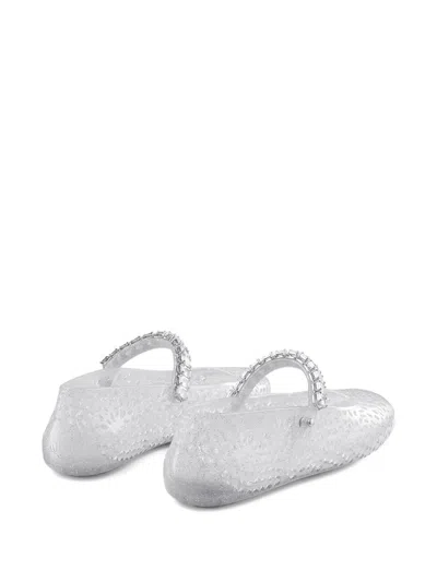 Jimmy Choo The Jelly Transparent Ballet Flats With Crystals In Transparent