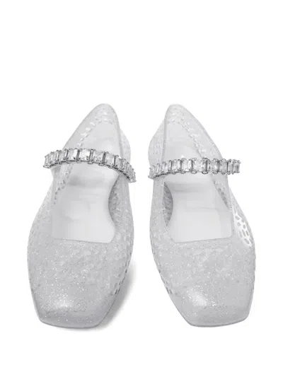 Jimmy Choo The Jelly Transparent Ballet Flats With Crystals In Transparent