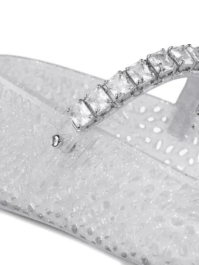 Jimmy Choo The Jelly Transparent Ballet Flats With Crystals In Transparent