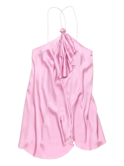 挂脖迷你连衣裙