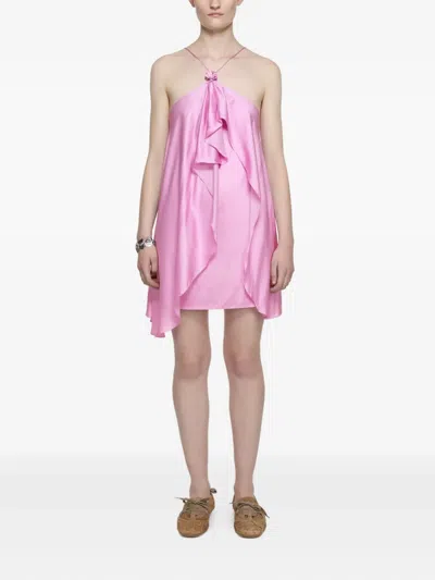 挂脖迷你连衣裙