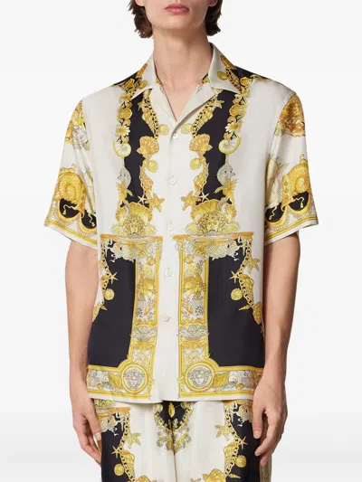 Versace Coral Theatre Print Bowling Shirt In Multi