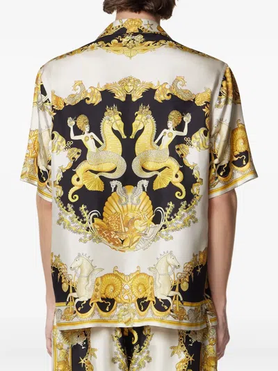 Versace Coral Theatre Print Bowling Shirt In Multi