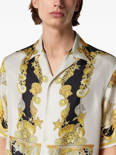 Versace Coral Theatre Print Bowling Shirt In Multi
