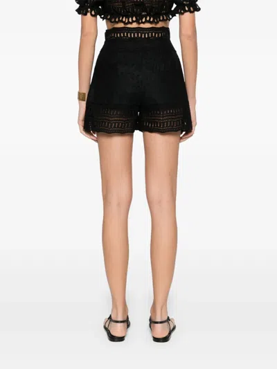 Ermanno Scervino Lace Shorts High-waisted Scalloped Hem In Black