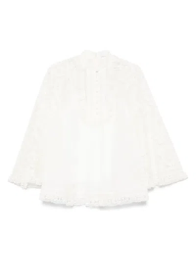 Zimmermann White Lace Shirt In White