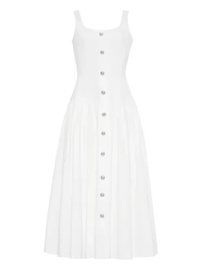 Adam Lippes Cassie Button-embellished Denim Midi Dress