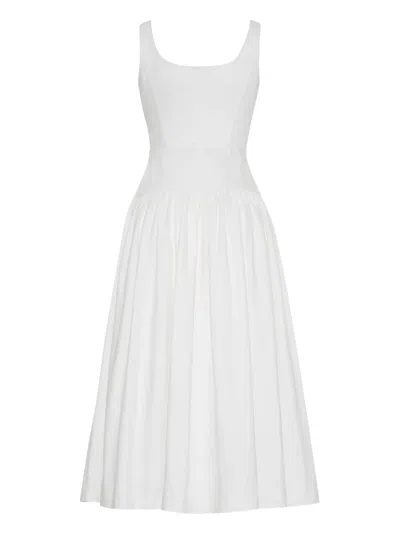 Adam Lippes Cassie Button-embellished Denim Midi Dress