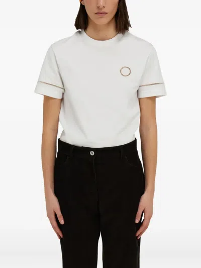 Ferragamo Silk Foulard With Printed Pattern And Border In Brown