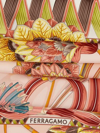 Ferragamo Giada Print Silk Scarf Scarves And Foulards Rose In Pink