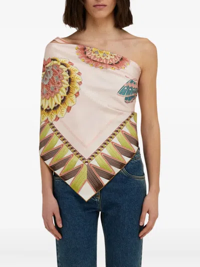 Ferragamo Giada Print Silk Scarf Scarves And Foulards Rose In Pink