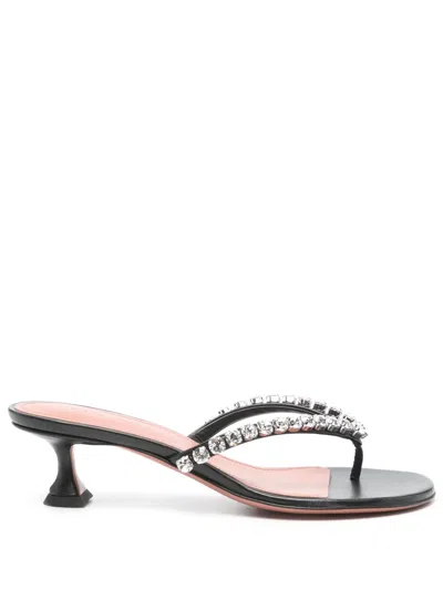 Amina Muaddi Sabot Infradito Gigi In Pelle Nera  Donna