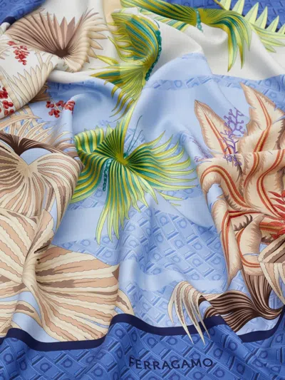 Ferragamo Square Floral Print Silk Scarf In Multi