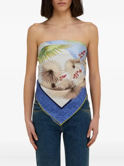 Ferragamo Square Floral Print Silk Scarf In Multi